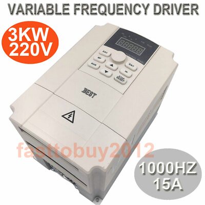 #ad 3KW VFD Inverter 220V 15A Variable Frequency Driver 4HP 1000HZ for Spindle Motor $257.60