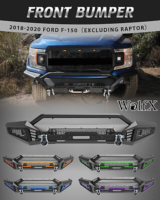 #ad DIY Steel Front Bumper For 2018 2019 2020 Ford F 150 F150 w LED LightsD Rings $505.97