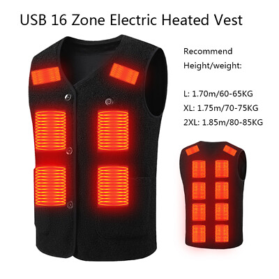 #ad USB 16 Zone Electric Heated Vest Vitality Restoration Winter Warm Clothes N6L9 $19.69