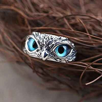 #ad Women Men Blue Eyes Owl Opening Adjustable Rings Simple Cute Party Rings C $1.65
