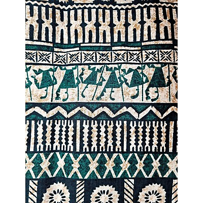 #ad Trendtex Hawaiian Fabrics 4 Yard Remnant Cotton Tribal Pattern Green Tan 45 Wide $39.99