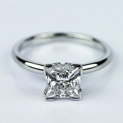 #ad 1.52 Carat VS2 J Solitaire Natural Princess Cut Diamond Engagement Ring 14K $5888.92