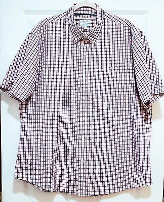 #ad Croftamp;Barrow Men’s Size XL Short Sleeve Button Up Plaid Easy Care $12.97