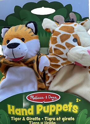 #ad MELISSA amp; DOUG Set Of 2 Hand Puppets Zoo Animals Tiger amp; Giraffe NEW $12.99