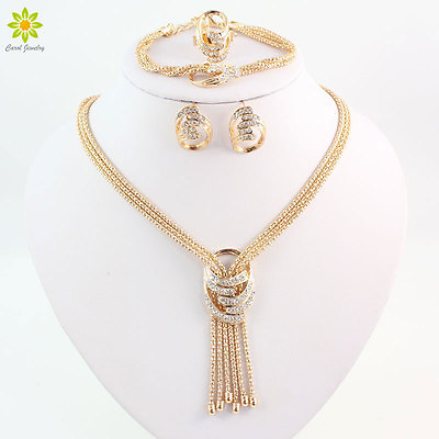 #ad New Fashion Women African Jewelry Sets Gold Plated Alloy Wedding Necklace Sets $11.99