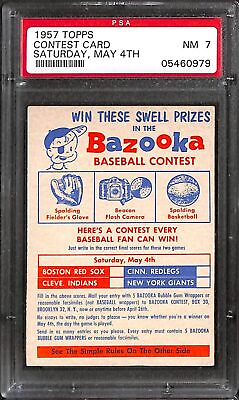 #ad 1957 TOPPS CONTEST MAY 4 PSA 7 05460979 $222.15