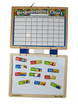 #ad Melissa amp; Doug Kids Chore Responsibility Chart White Board Magnetic Hanging GUC $15.10