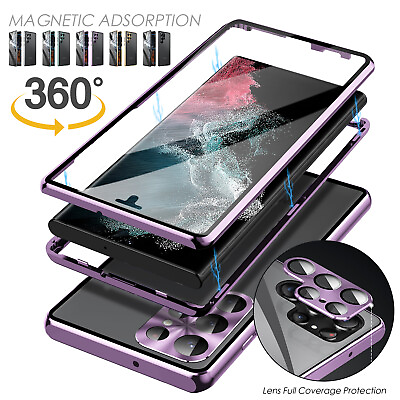 For Samsung S23 Ultra S23 Plus S23 Glass Screen 360° Full Protect Magnetic Case $14.13