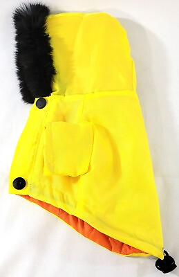 #ad Pet XS Dog Coat Yellow Parka with Hood EZ On Off Style $5.99