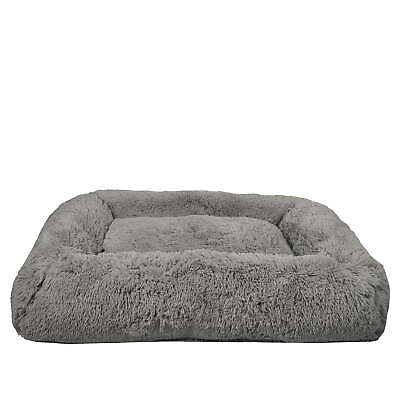 #ad Vibrant Life Large Furry Bolster Dog Bed Deluxe Plush Furry Design Taupe $66.20