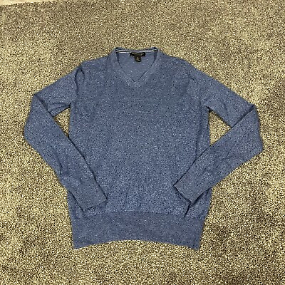 #ad Banana Republic V Neck Sweater Blue Luxury Blend Silk Cashmere Cotton Mens Small $17.99