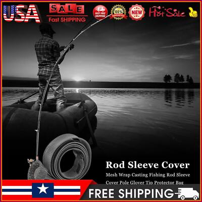 #ad 190cm Casting Fishing Rod Cover 35mm Width Anti slip Sheath Tools Grey $6.69