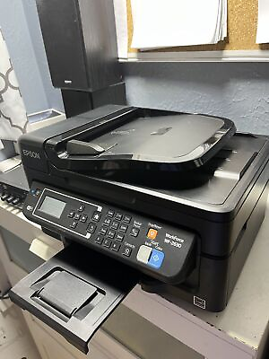 #ad Epson Workforce WF 2630 All in one Print Copy Scan Fax Black Printer NEEDS INK $69.00