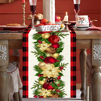 #ad Christmas Table Runners Winter Xmas Holiday Dining Table Decorations 13x72 Inch $9.99