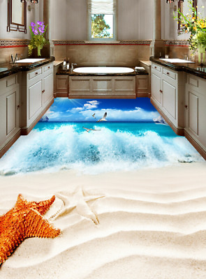 #ad 3D Sun Beach Birds 5 Floor WallPaper Murals Wall Print Decal AJ WALLPAPER Summer $499.99