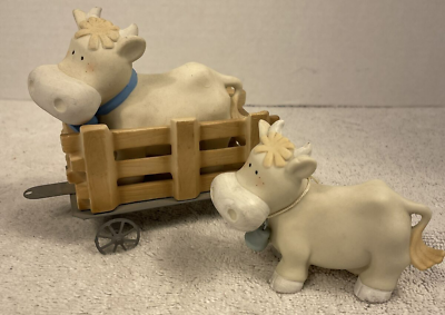 #ad Vintage George Good Bumpkins By Fabrizio Porcelain Train Car Bull Cow Bell Farm $14.99