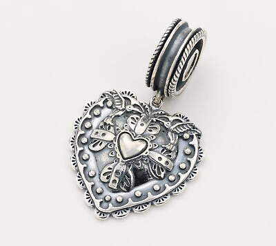 #ad American West Sterling Silver Rope Heart Magnetic Pendant 1 1 2quot; X 1quot; $93.49