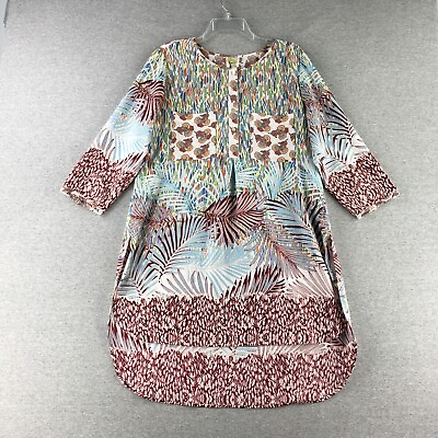 #ad Fig Flower Dress Womens Extra Large Shift Floral 3 4 Sleeve Ladies Boho $28.79