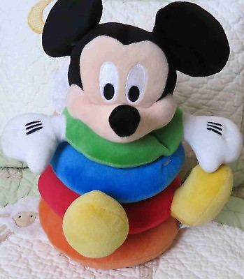 #ad Disney Baby Mickey Mouse Stuffed Primary Ring Toss Baby Boy or Girl Toy EUC 12quot; $25.49
