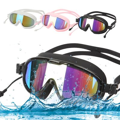 #ad Adult Swimming Goggles Adjustable Anti Fog Glasses Diving Underwater Protection $10.27