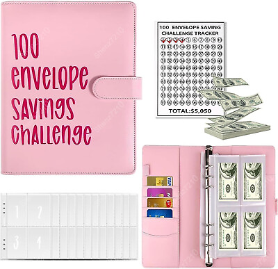 #ad 100 Envelope Challenge Budget Planner $5050 Money Saving Cash Challenge Book $11.69