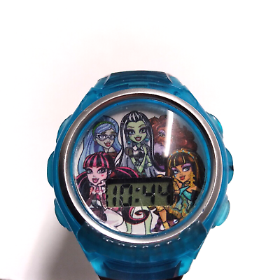 #ad Monster High Watch Digital LED Girls Blue Skull Band 2014 Fresh Battery $13.40