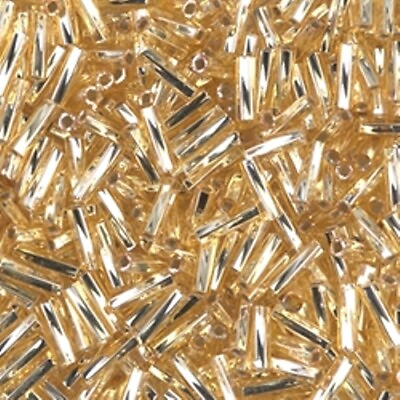 #ad Miyuki Twisted Bugle Beads 6mm 17.5GM Silver Lined Gold $3.99