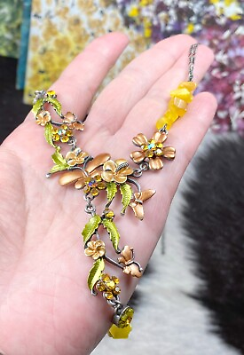 #ad Daisy Necklace Earring Set Jewelry Set Yellow Jewelry Wedding Party Butterfly $6.97