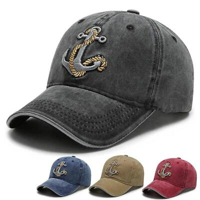 #ad Men#x27;s Baseball Cap Women Snapback Hats Embroidery Adjustable Anchor Hat Caps $9.55