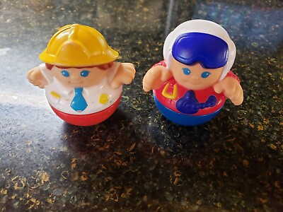 #ad #ad Vintage Playskool Weeble Wobble Pilot Figure 1987 And Firefighter Fireman Lot A $6.49