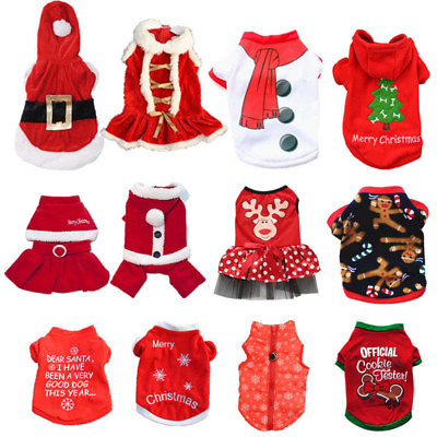 #ad Pet Dog Santa Shirt Christmas Puppy Clothes Costumes Warm Jacket Coats for Dogs $4.34