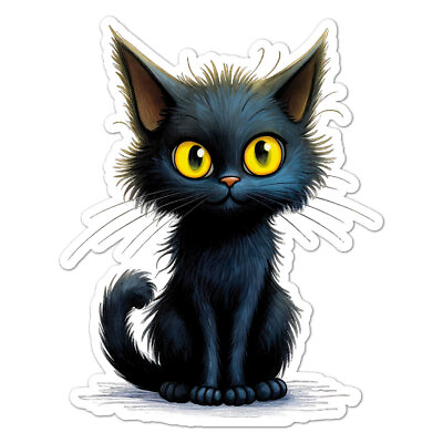 #ad Cute Black Cat Kitten Vinyl Decal Sticker Indoor Outdoor 3 Sizes #11085 $23.95
