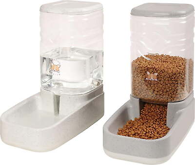 #ad Pack of 2 Automatic Dog Cat Gravity Food and Water Dispenser 3.8L 1 Gallon Each $20.42