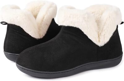 #ad Womens Fuzzy Bootie Slippers with Memory Foam Ladies Indoor Outdoor House Shoes $16.79