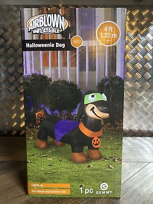 #ad Halloween Dog Inflatable Hotdog Weiner Dog Weenie Decoration Gemmy Airblown 4 ft $38.99