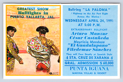 #ad Vintage Postcard Bullfights Puerto Vallarta Jalisco Mexico $4.00