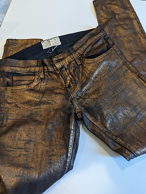 #ad Current Elliott Bronze Waxed Pants Women#x27;s Size 0 $50.00