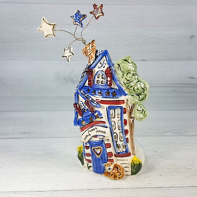 #ad Blue Sky Clayworks Heather Goldminc Home Sweet Home Figurine Candle Holder Stars $29.99