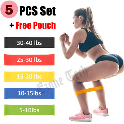 #ad Resistance Bands Loop Set Strength Fitness Leg Exercise Yoga Workout Pull Up $8.51