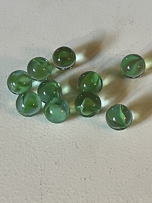 #ad Cat’s Eye Marbles Estate Sale Find 10 Green White M13 $14.96