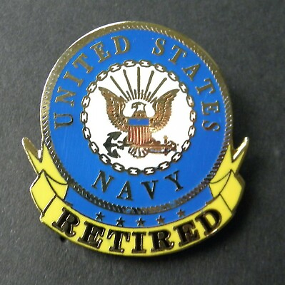 #ad US NAVY USN RETIRED VETERAN LARGE LAPEL OR HAT PIN BADGE 1.6 INCHES $6.74