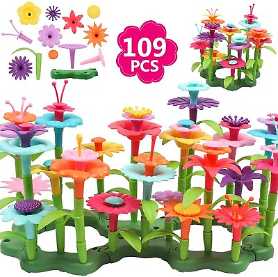 #ad DigHealth Flower Garden Building Toys for Girls 109 PCS Pretend Garden Toy Play $12.99