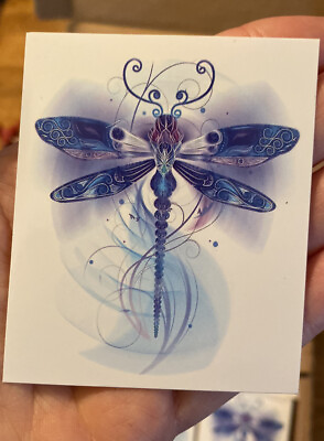 #ad 3” Dragonfly Sticker Blue Swirl Eternity Tribal Heaven Grief Calm Love Heaven $3.99