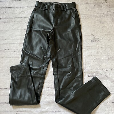 #ad Primark UK 4 Black Faux Leather Pleather PVC Trousers Jeans Winter Zip Leg GBP 6.99