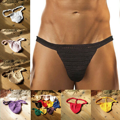 #ad Hand Crochet Men Sexy Bikini Bottom Swimsuit Thong Sexy G string Men#x27;s Underwear $9.09