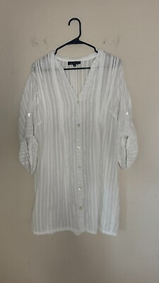 #ad Club Z Collection Women#x27;s Tunic White Swim Cotton Cover Up SIZE: 1X $11.49