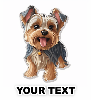 Set of 2 Yorkshire Terrier Yorkie Dog Decal Stickers with Free Custom Text $6.99