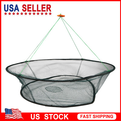 Foldable Fishing Landing Net Fish Catcher Network Crab Shrimp Mesh Trap for Kids $10.59