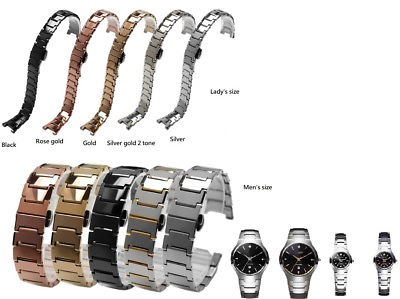 #ad Tungsten steel men women Bracelet Band strap compatible with RADO JUBILE 6020g $55.00