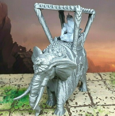 #ad Howdah Saddled Riding Elephant w Arabian Prince Mini Miniature Figure 28 32mm $15.99